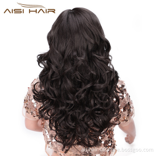 Top Quality Fiber Hair Wig Long Wavy Fashion Synthetic Cosplay Black Body Wave Wig For Black White Party Women Wigs